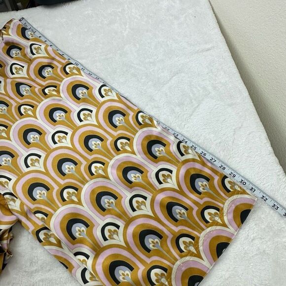 House Of Harlow 1960 Women's S/M 2Pc Jumpsuit Gold Pink Boho Hippie Print Satin - Picture 9 of 16